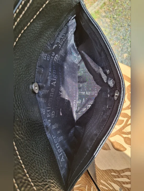 Vintage 90's Etienne Aigner Black Pebbled Leather Minimalist Shoulder Bag - Picture 12 of 15